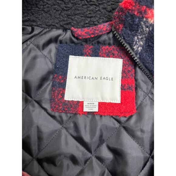 American Eagle women’s plaid cropped wool blend zip up coat in size M - Picture 4 of 7